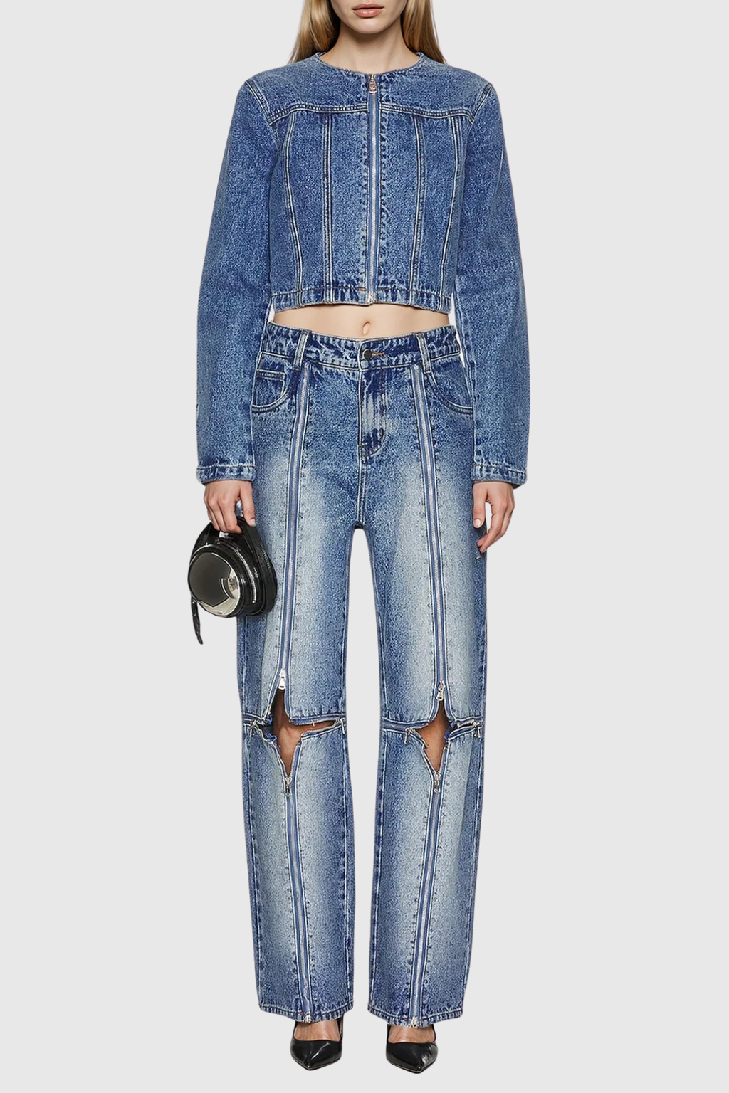 Dave Zipper Deconstruct Cutout Jeans