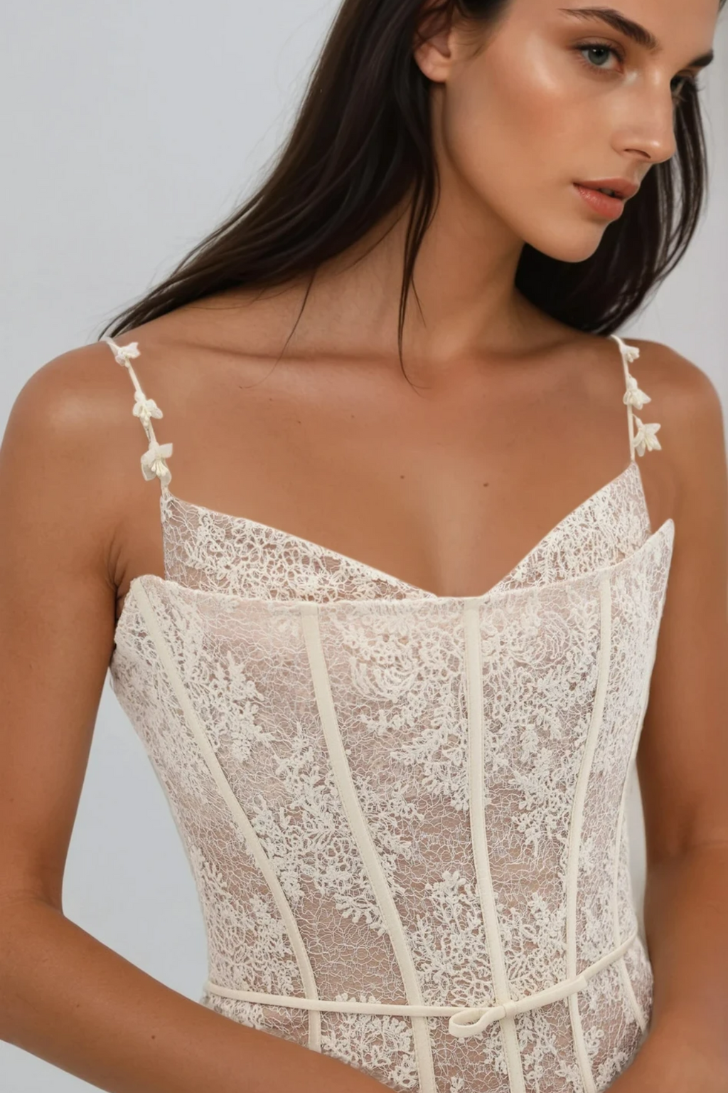 Dash Corset Mesh Ruch Maxi Dress