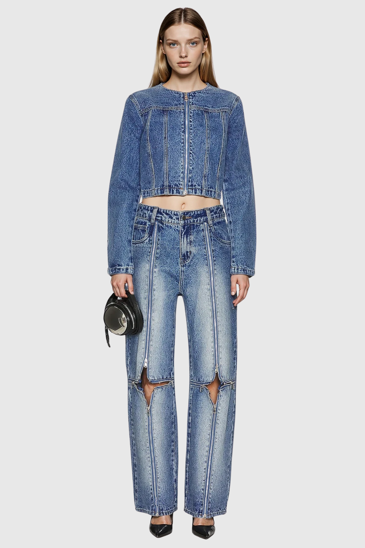 Dave Zipper Deconstruct Cutout Jeans