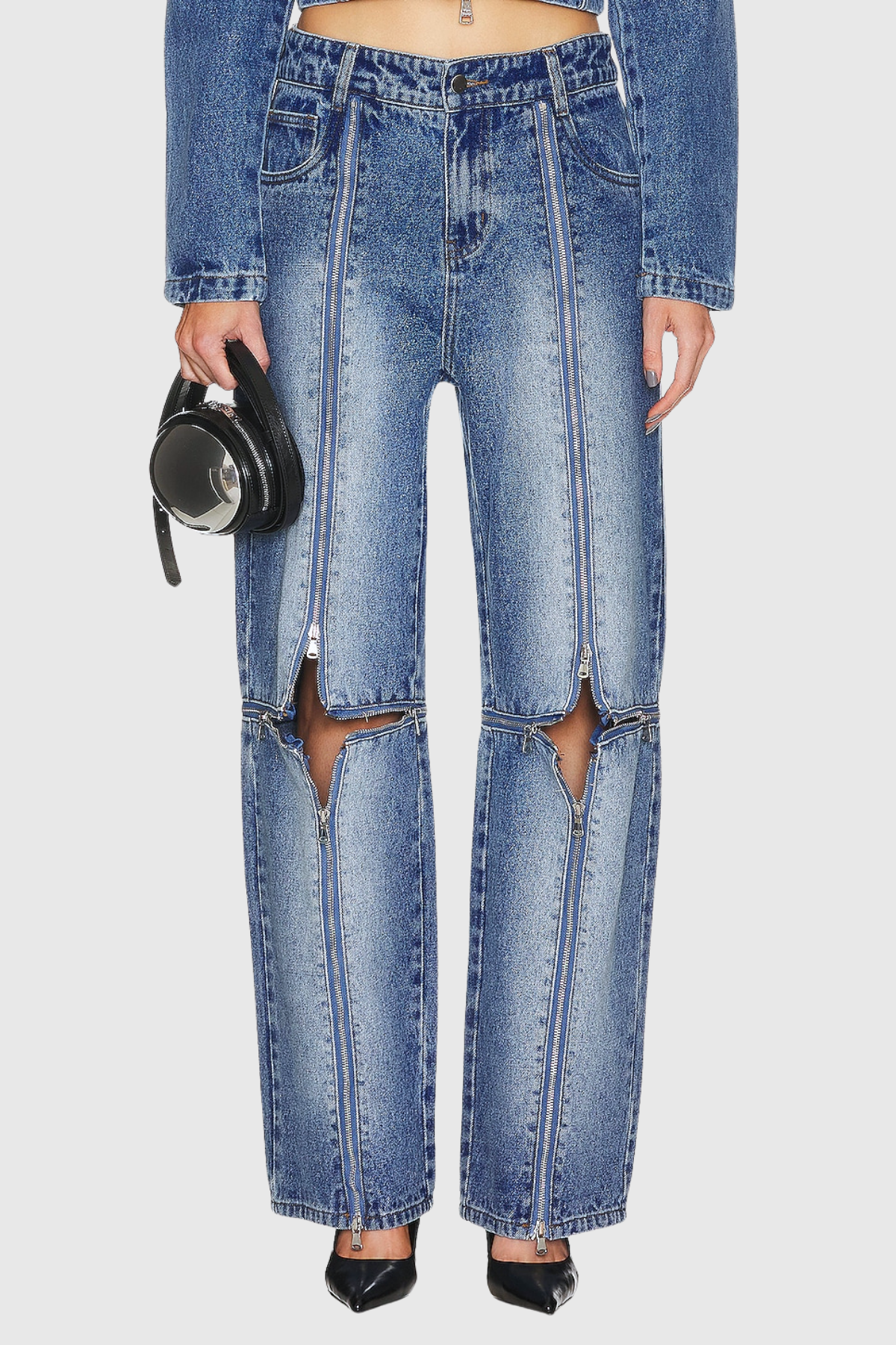 Dave Zipper Deconstruct Cutout Jeans