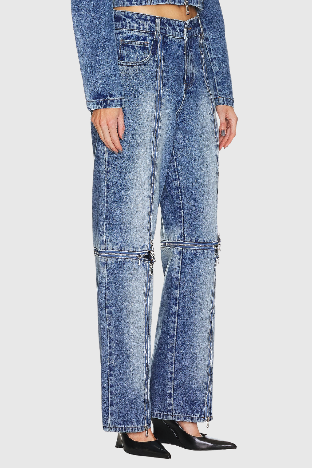 Dave Zipper Deconstruct Cutout Jeans