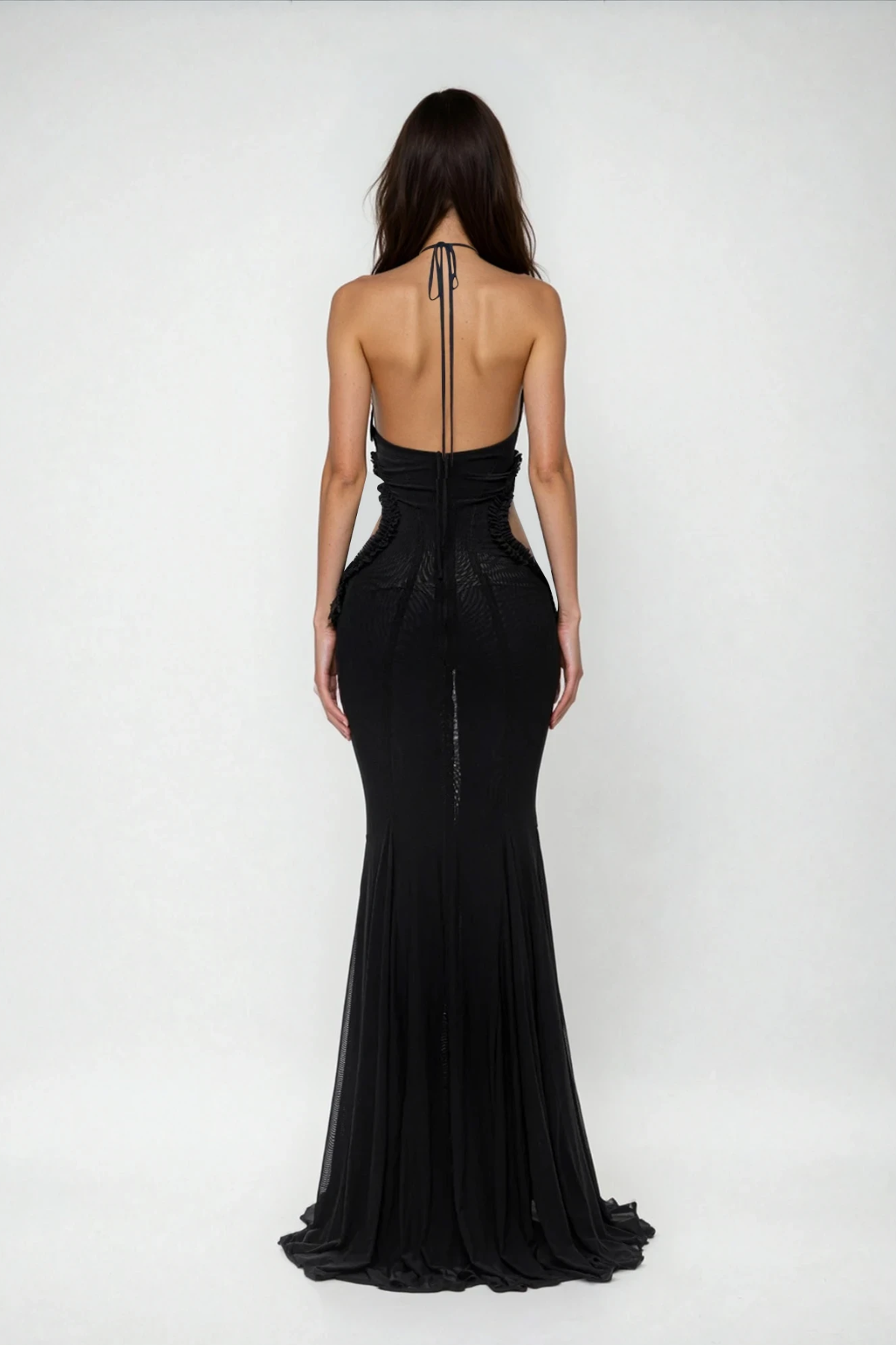 Dilovar Halter Neck Butterfly Cutout Maxi Dress In Black
