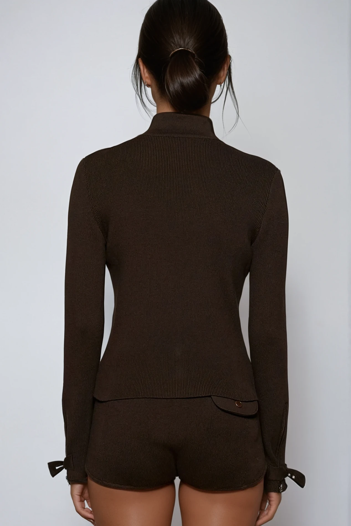 Dewydd Zipper Buckle Knit Jacket