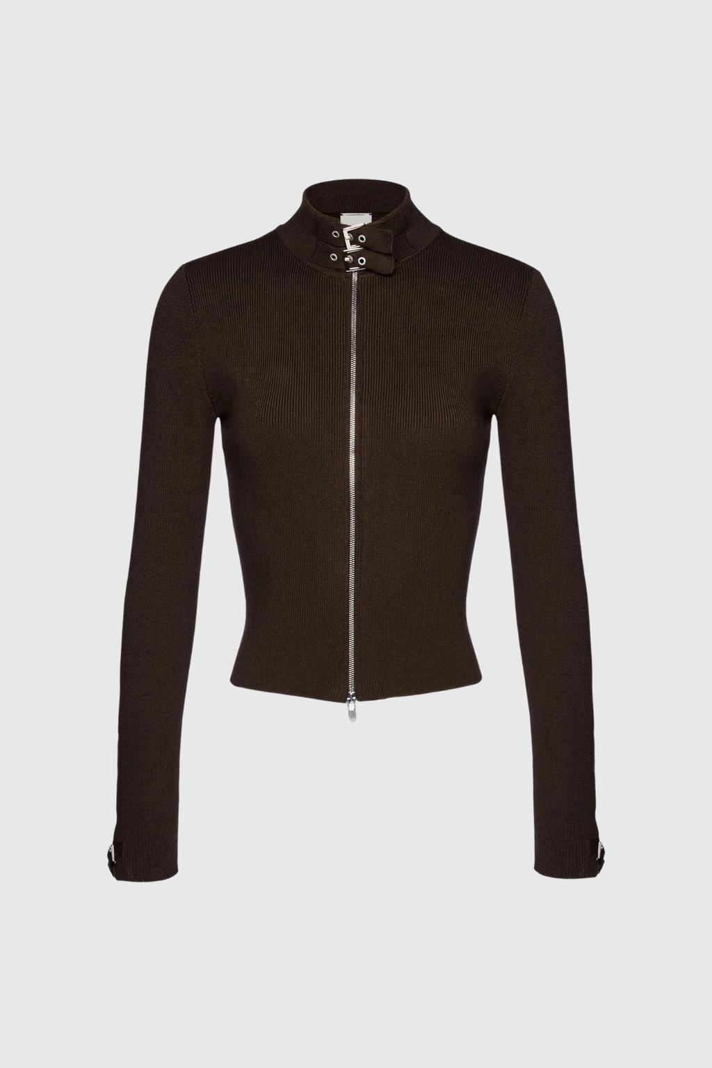 Dewydd Zipper Buckle Knit Jacket