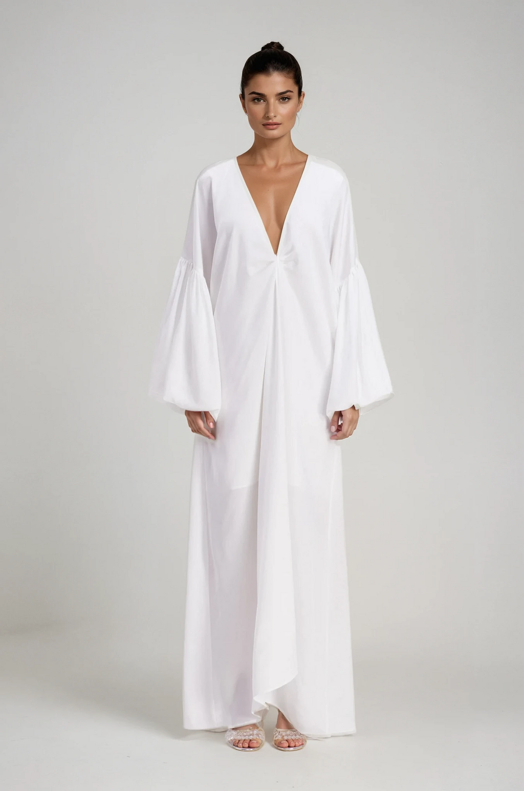 Charlton Plunge Balloon Sleeve Maxi Dress