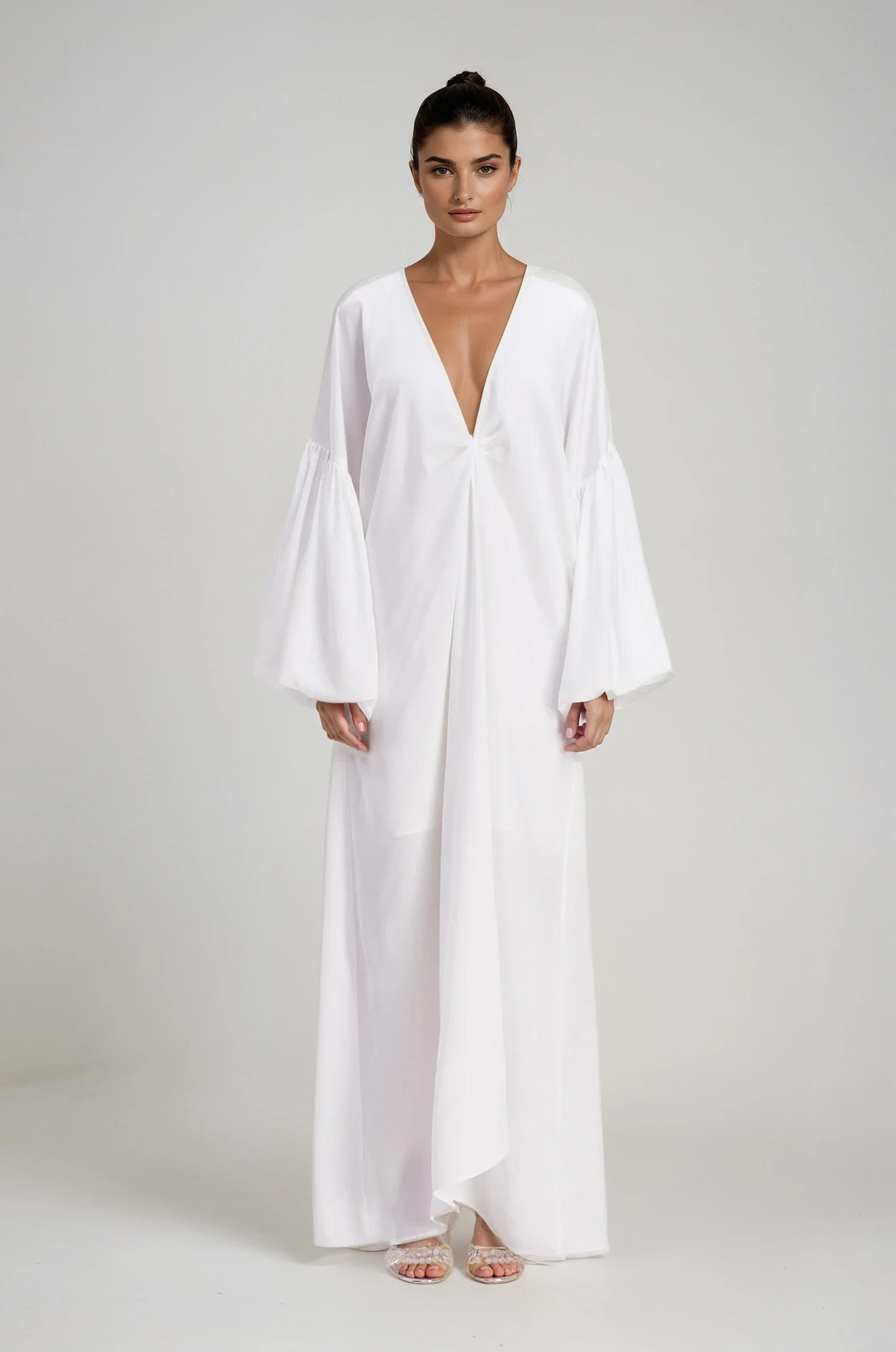 Charlton Plunge Balloon Sleeve Maxi Dress
