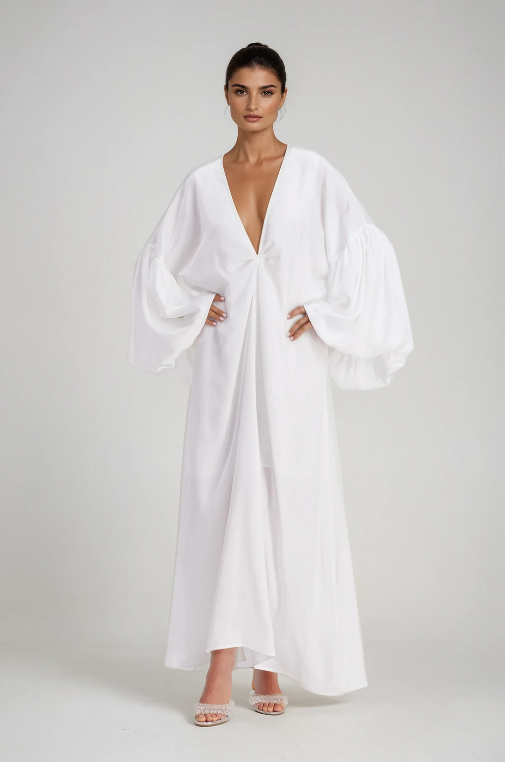 Charlton Plunge Balloon Sleeve Maxi Dress