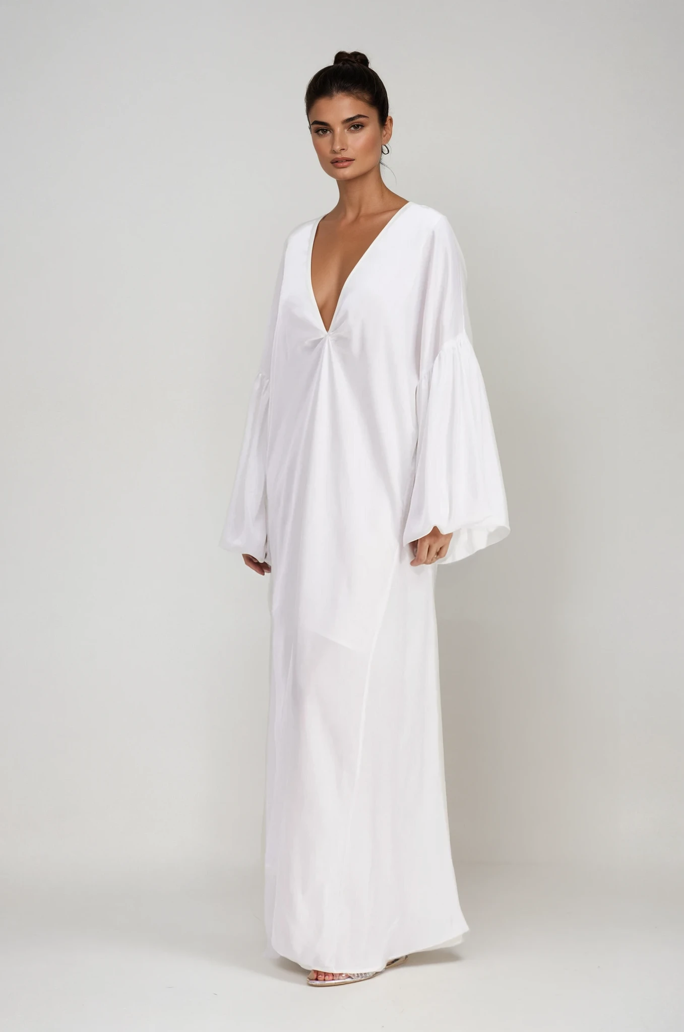 Charlton Plunge Balloon Sleeve Maxi Dress