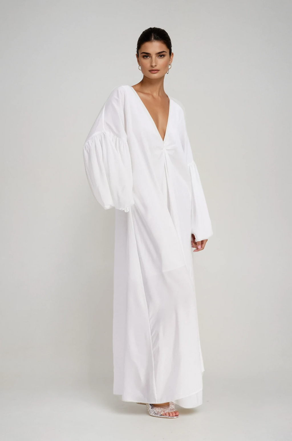 Charlton Plunge Balloon Sleeve Maxi Dress