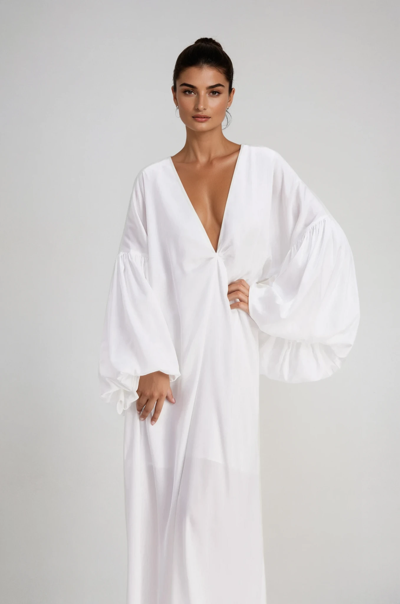 Charlton Plunge Balloon Sleeve Maxi Dress
