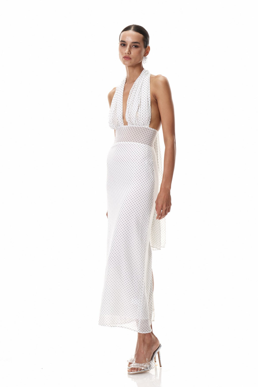 Cismaan Dot Scarf Maxi Dress