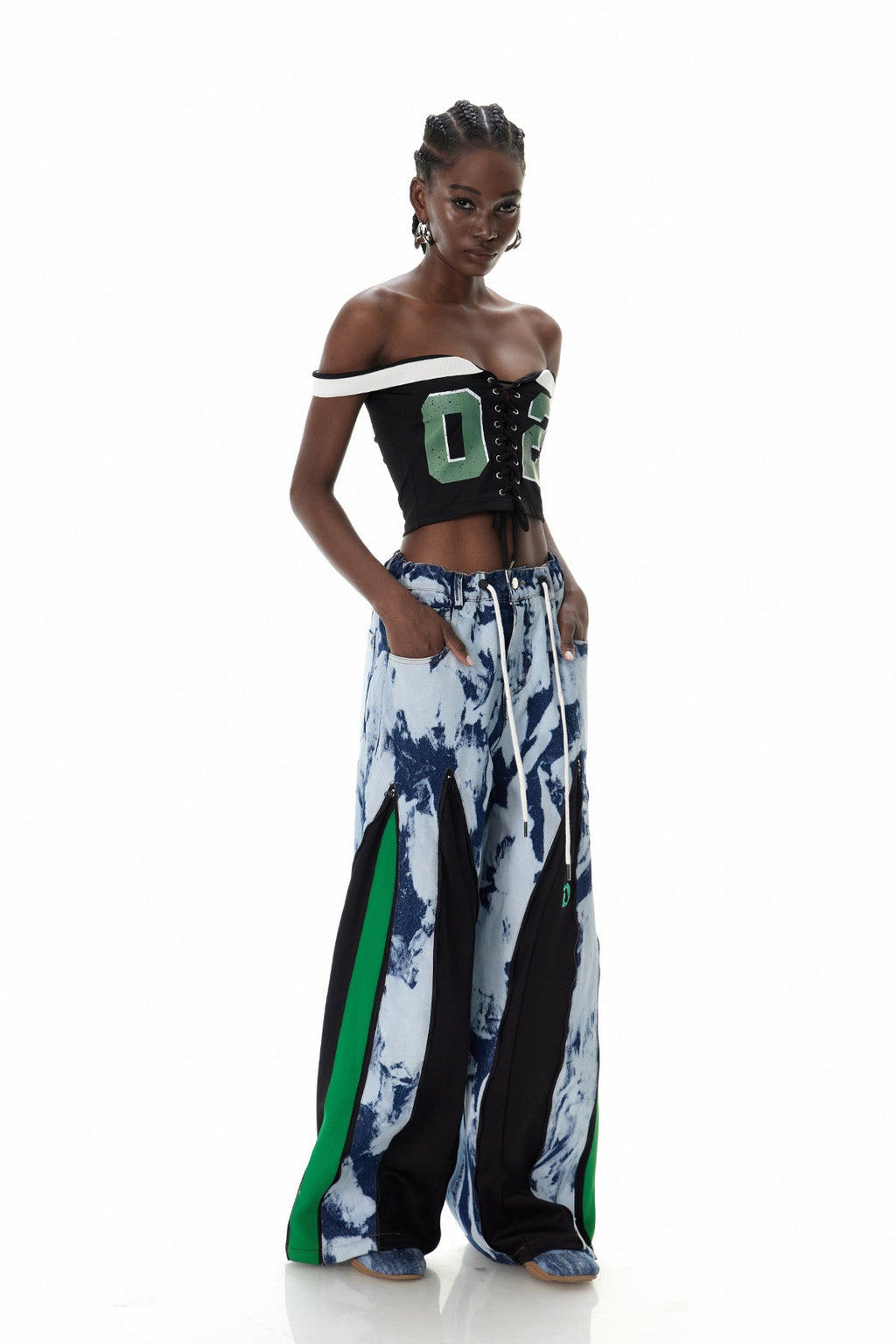 Caprina Zipper Tie Dye Jeans