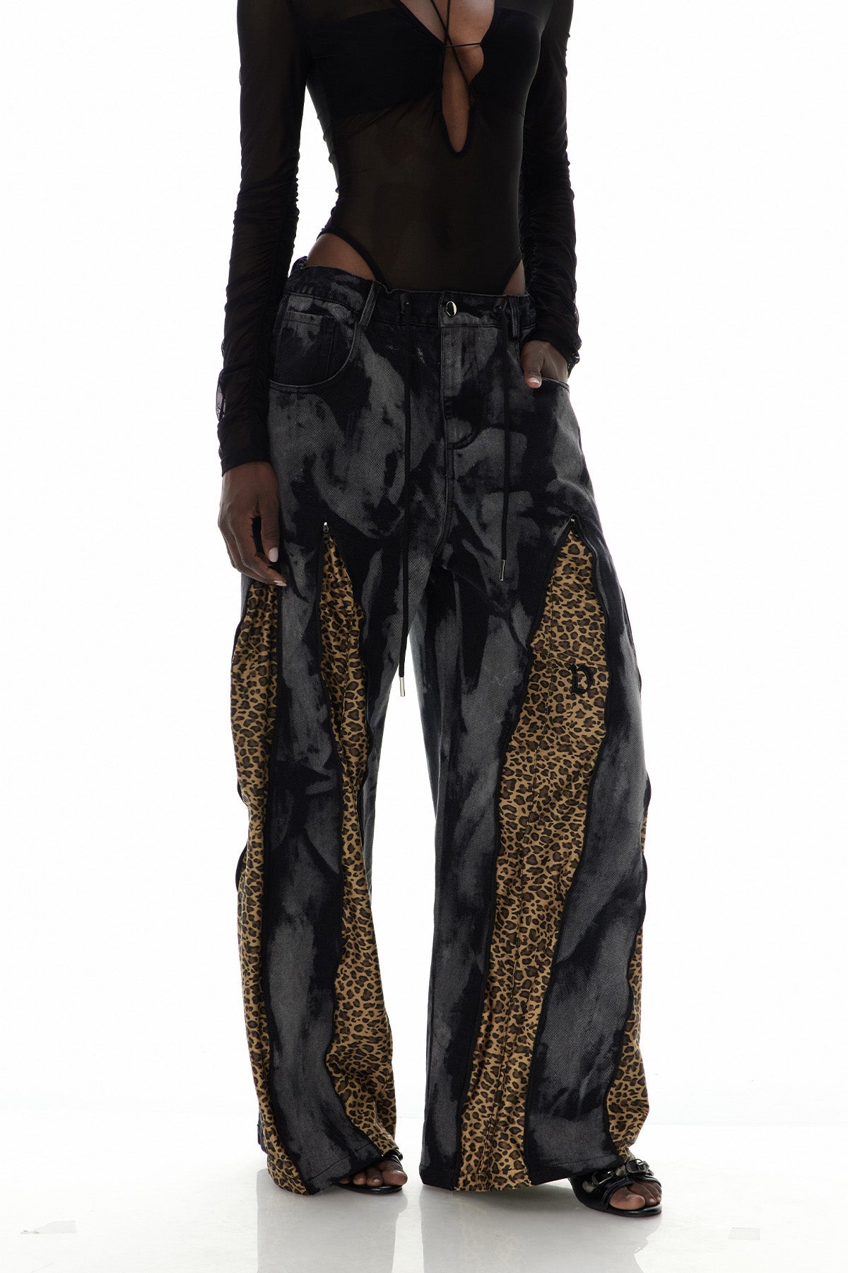 Caprina Leopard Zipper Jeans In Yellow