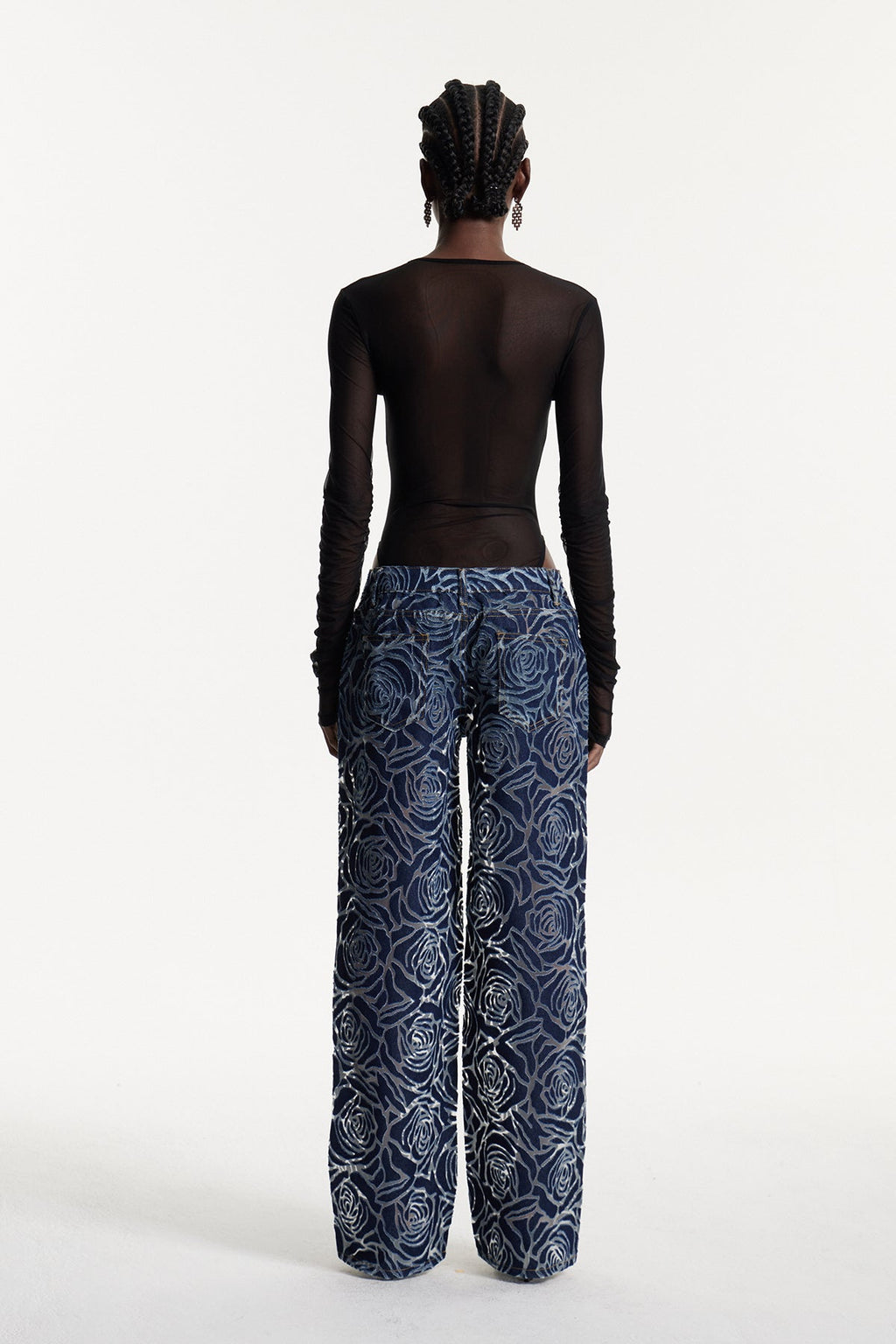 Chlodulf Flower Cutout Jeans In Deep Blue