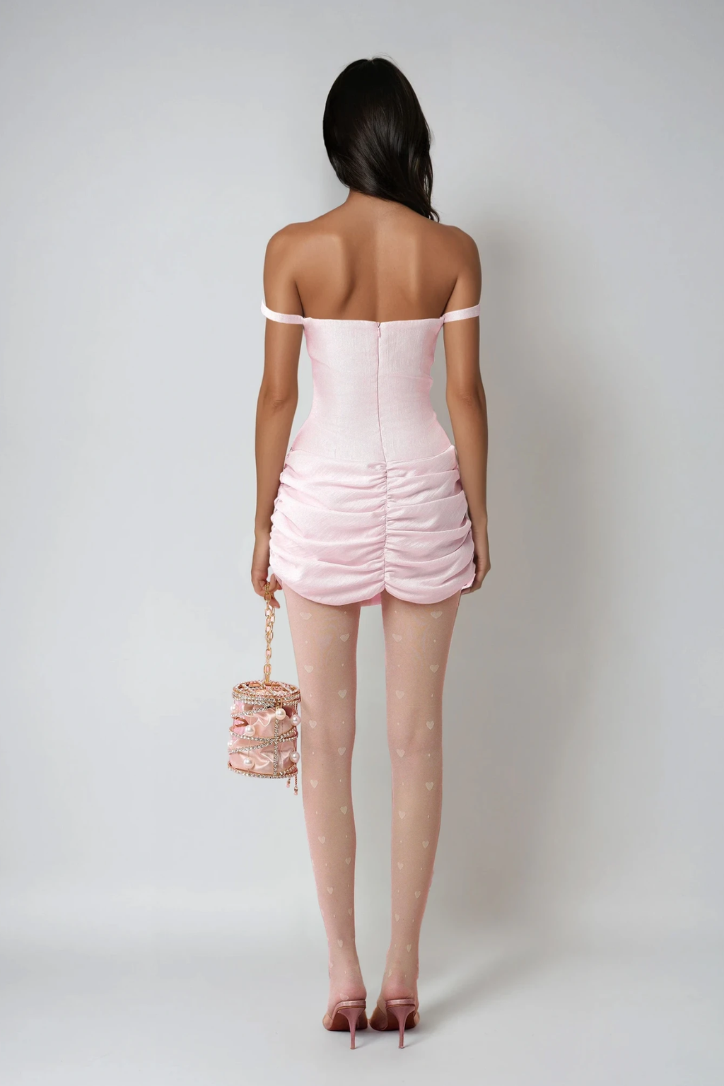 Deshawn Off Shoulder Flower Ruch Mini Dress