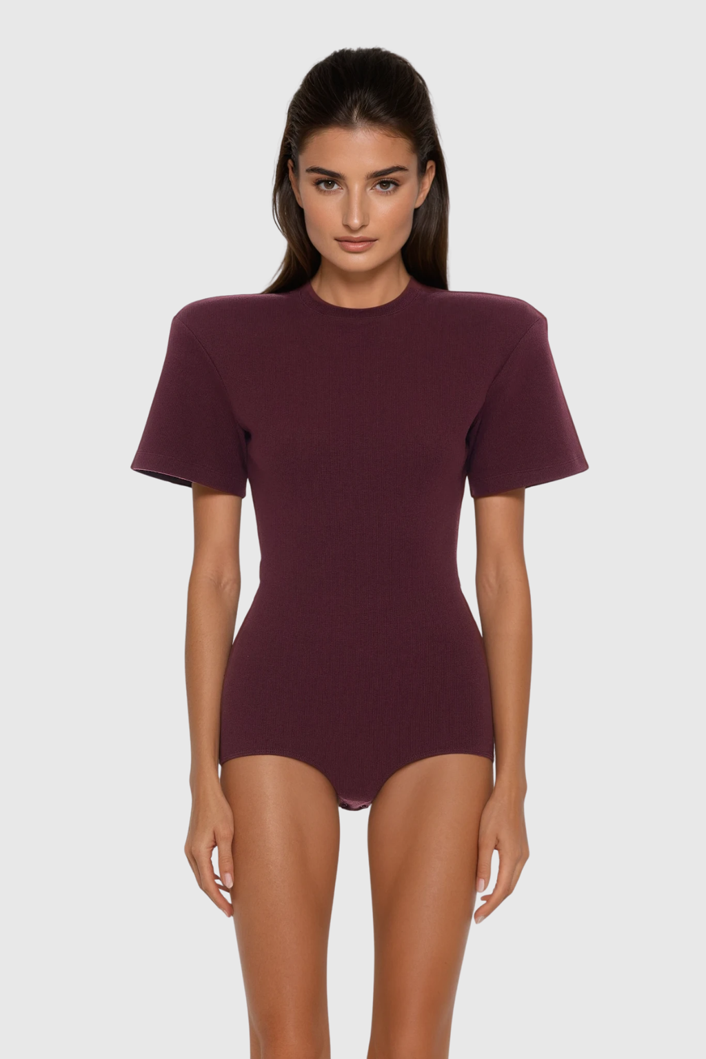 Bedros Bodycon Short Sleeves Bodysuit In Red