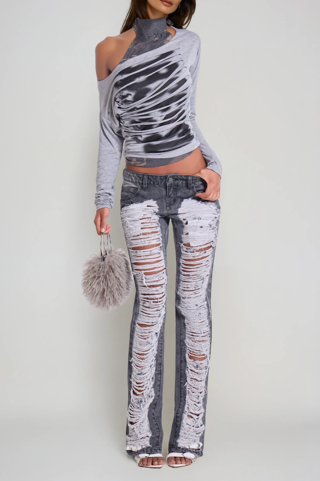Deiniol Ripped Fringe Jeans