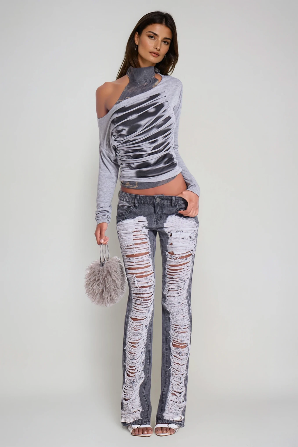 Deiniol Ripped Fringe Jeans