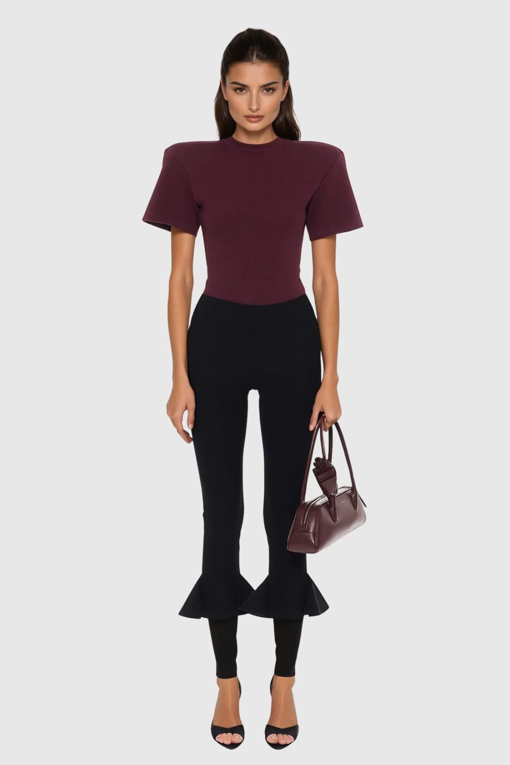 Bedros Bodycon Short Sleeves Bodysuit In Red