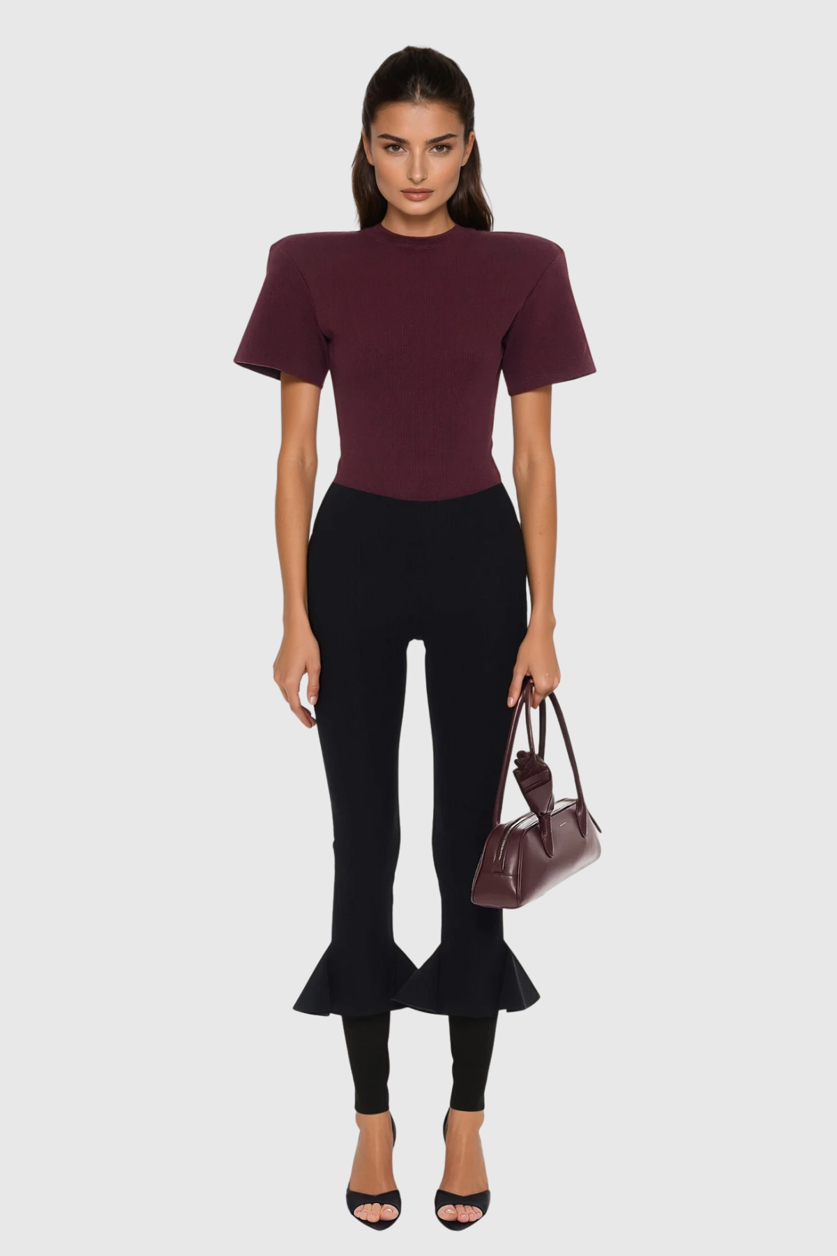 Bedros Bodycon Short Sleeves Bodysuit In Red