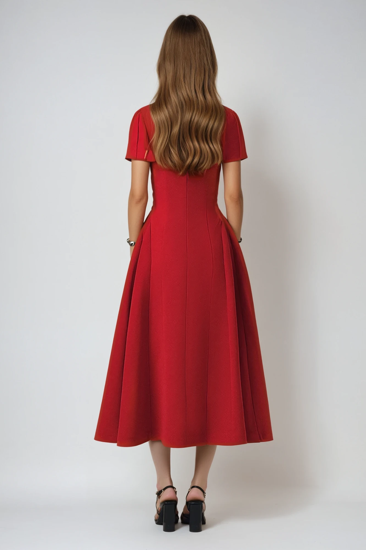 Destini Sleeveless Asymmetric Ruch Midi Dress