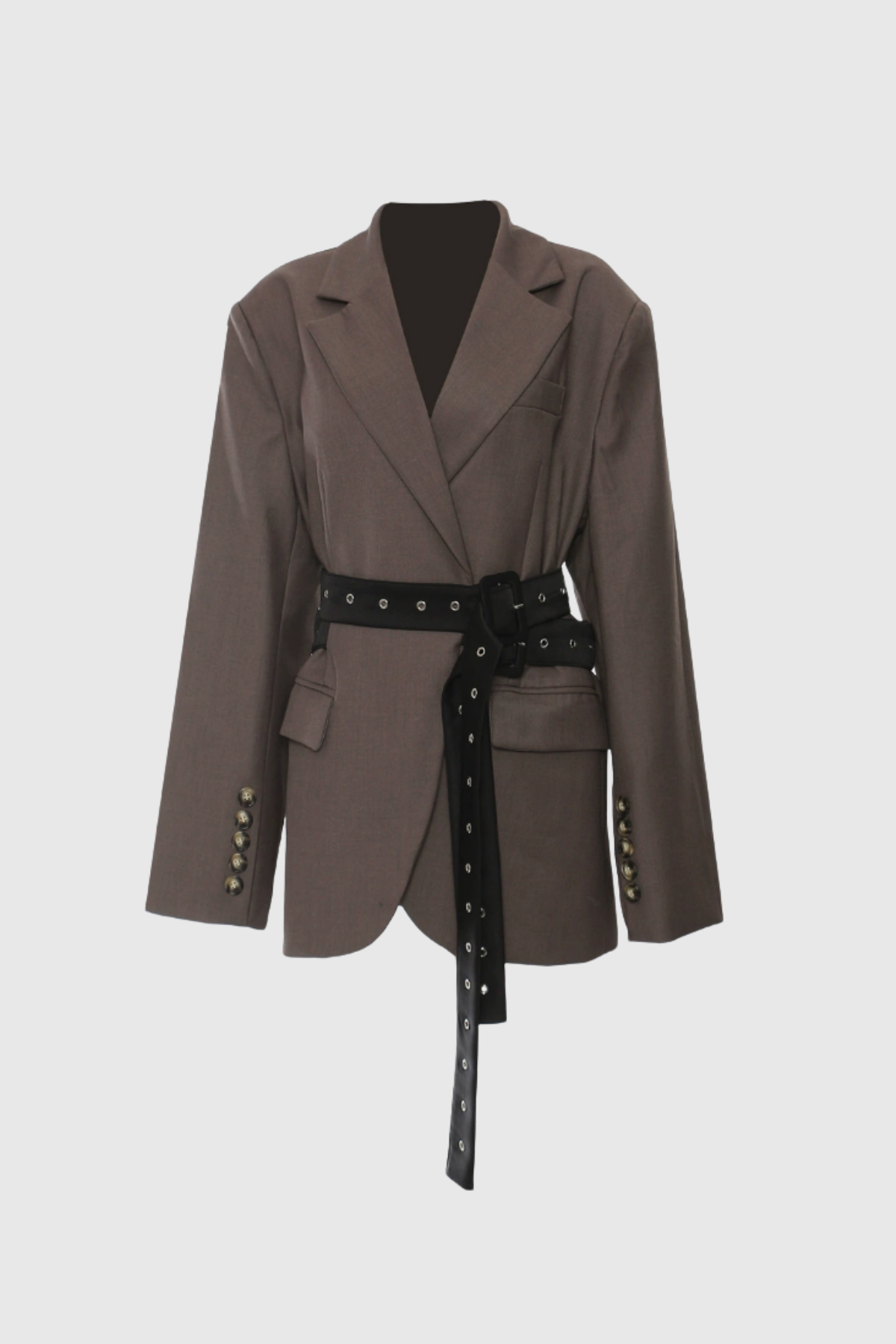 Aibhne Buckle Lapel Blazer In Khaki