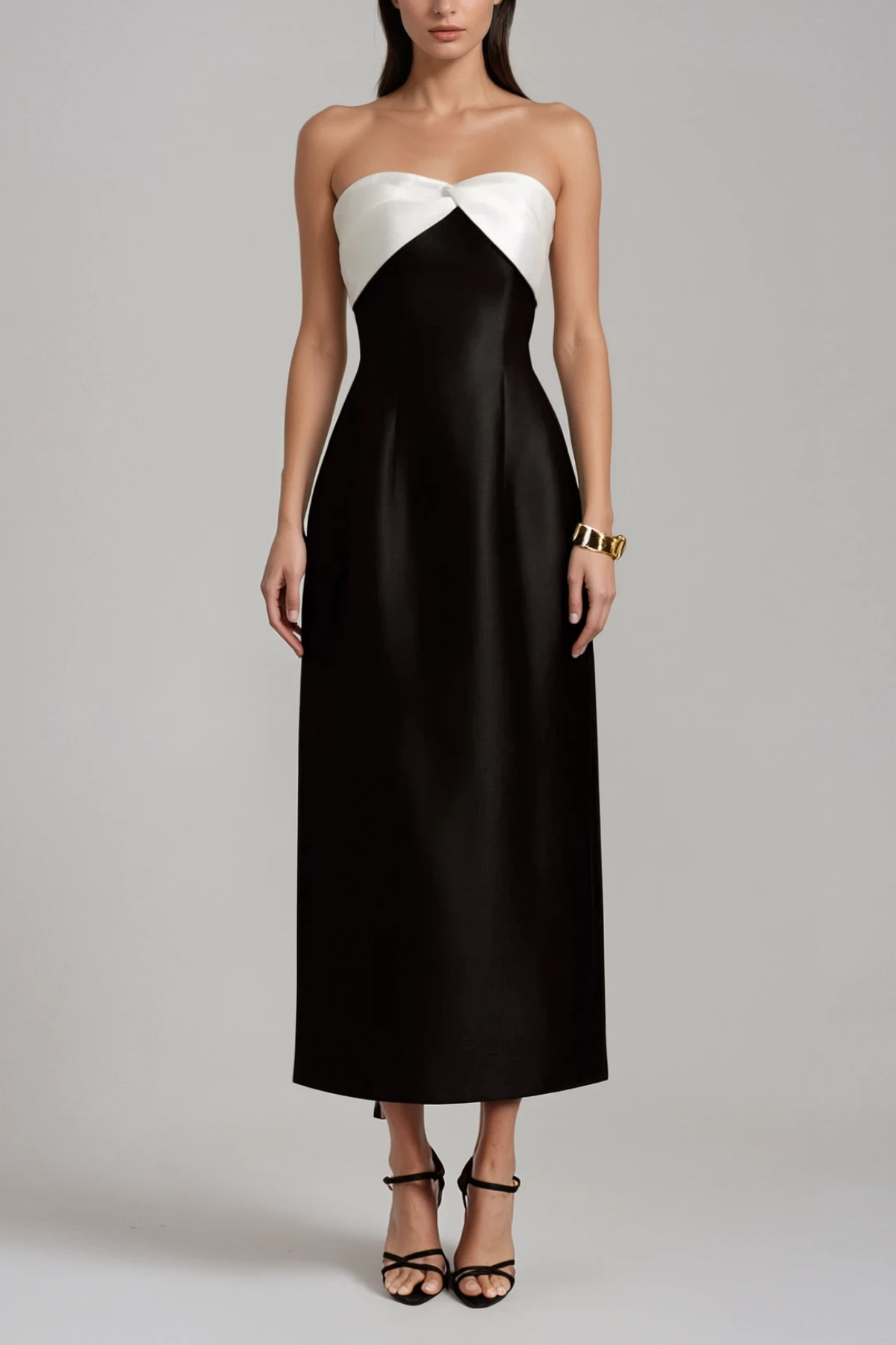 Daniele Strapless Bow Satin Maxi Dress