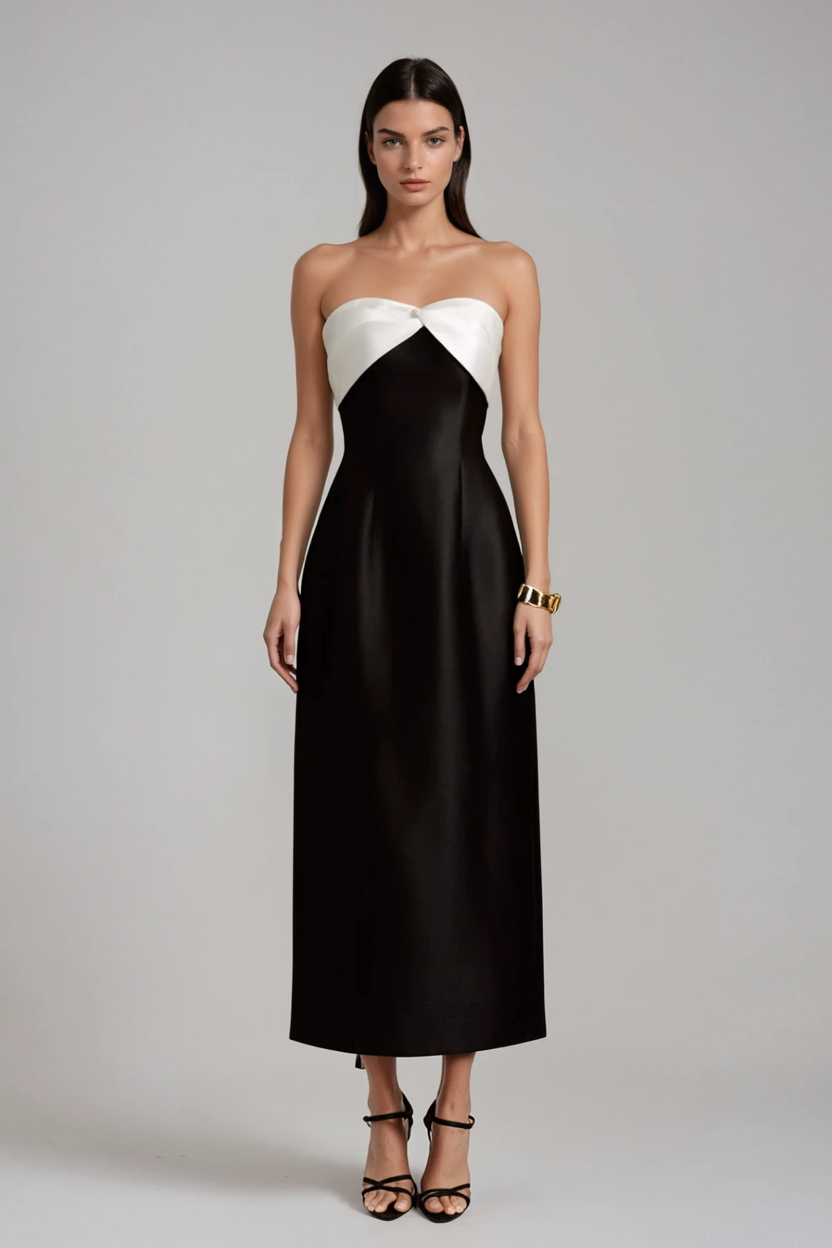 Daniele Strapless Bow Satin Maxi Dress