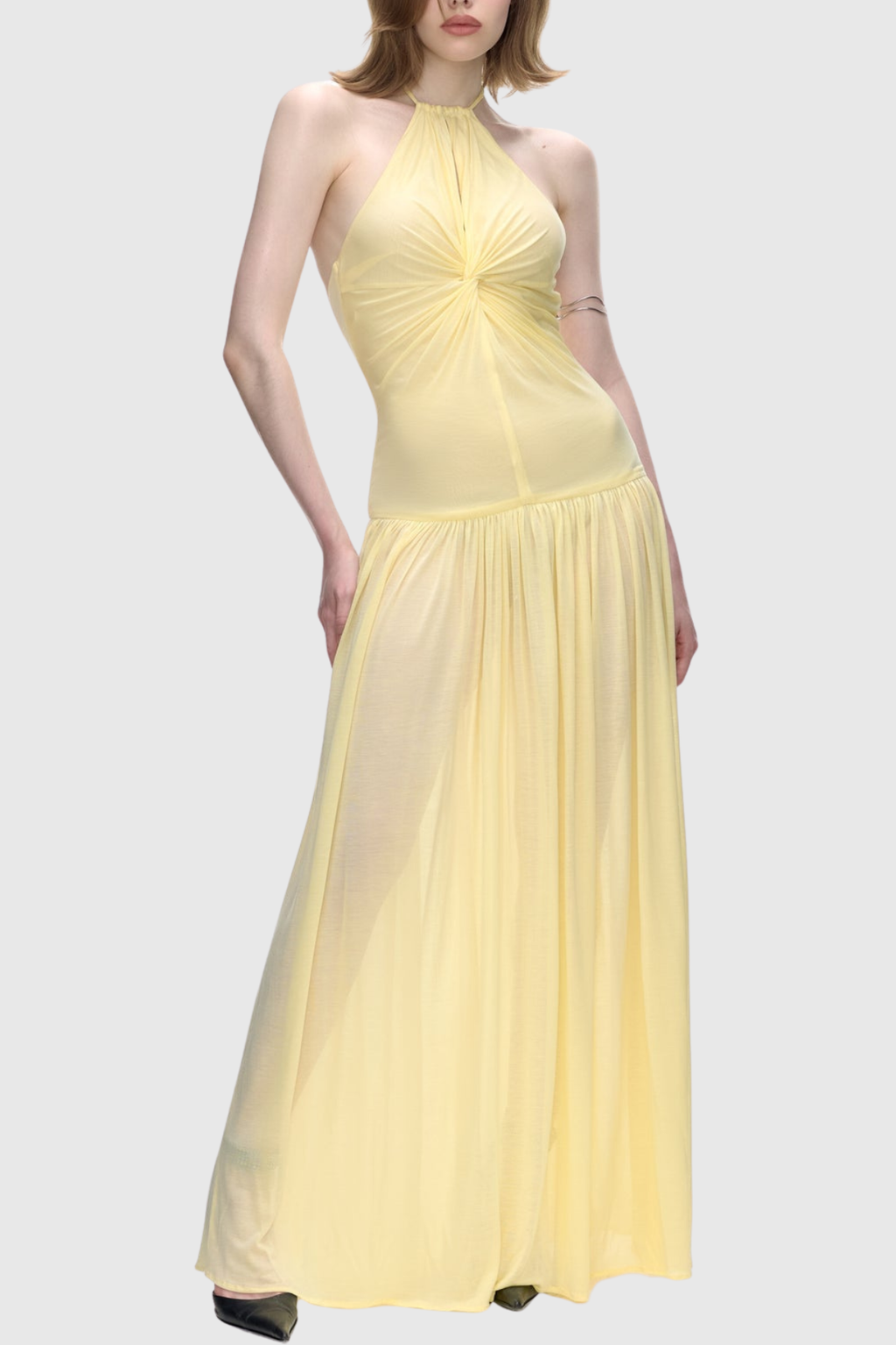 Diodotos Halter Neck Twist Maxi Dress