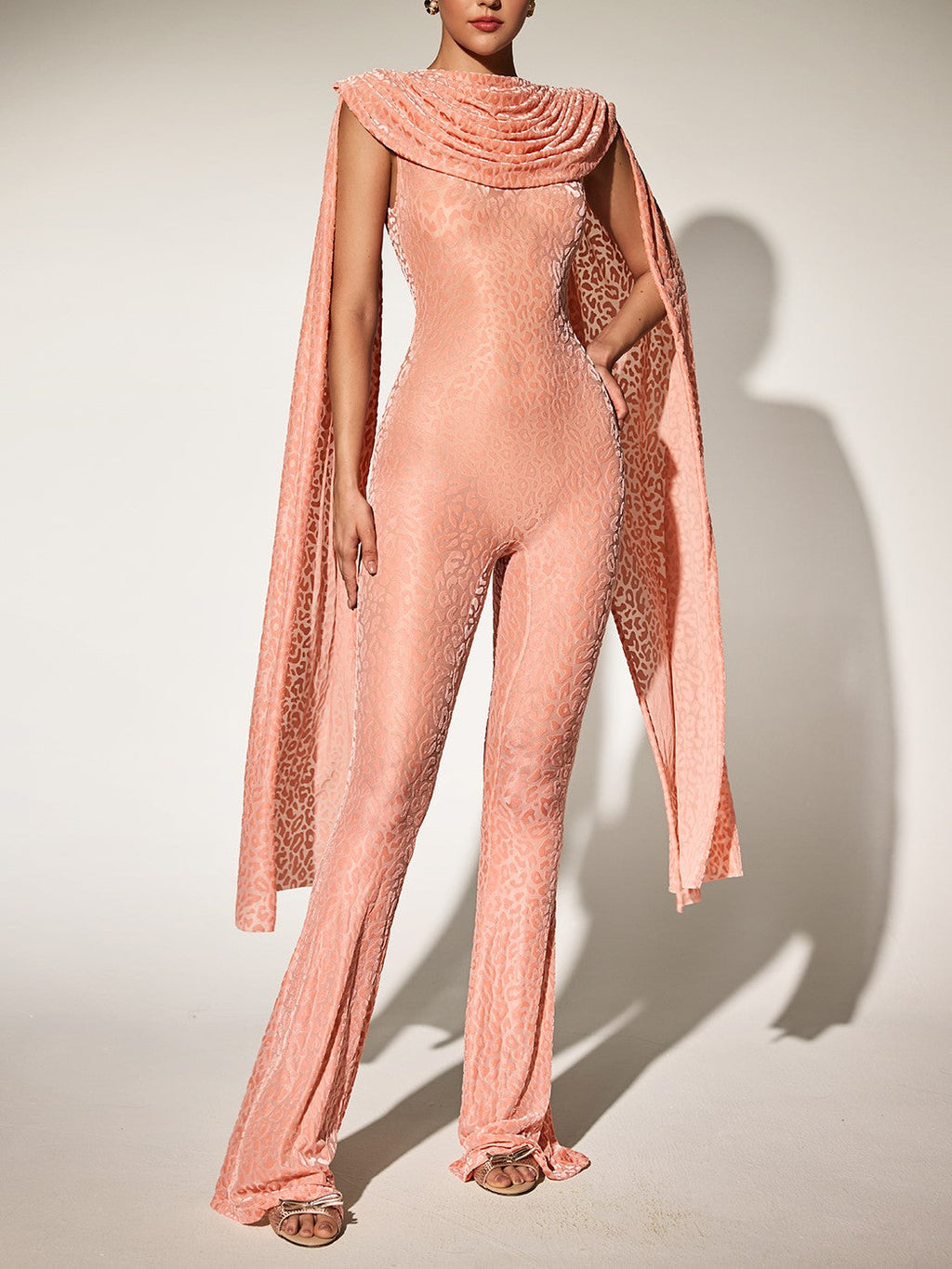 Burdette Leopard Shawl Jumpsuit