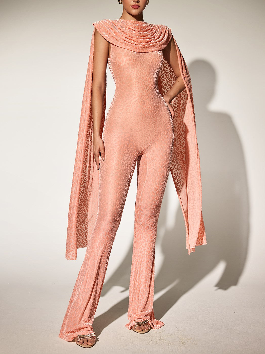 Burdette Leopard Shawl Jumpsuit