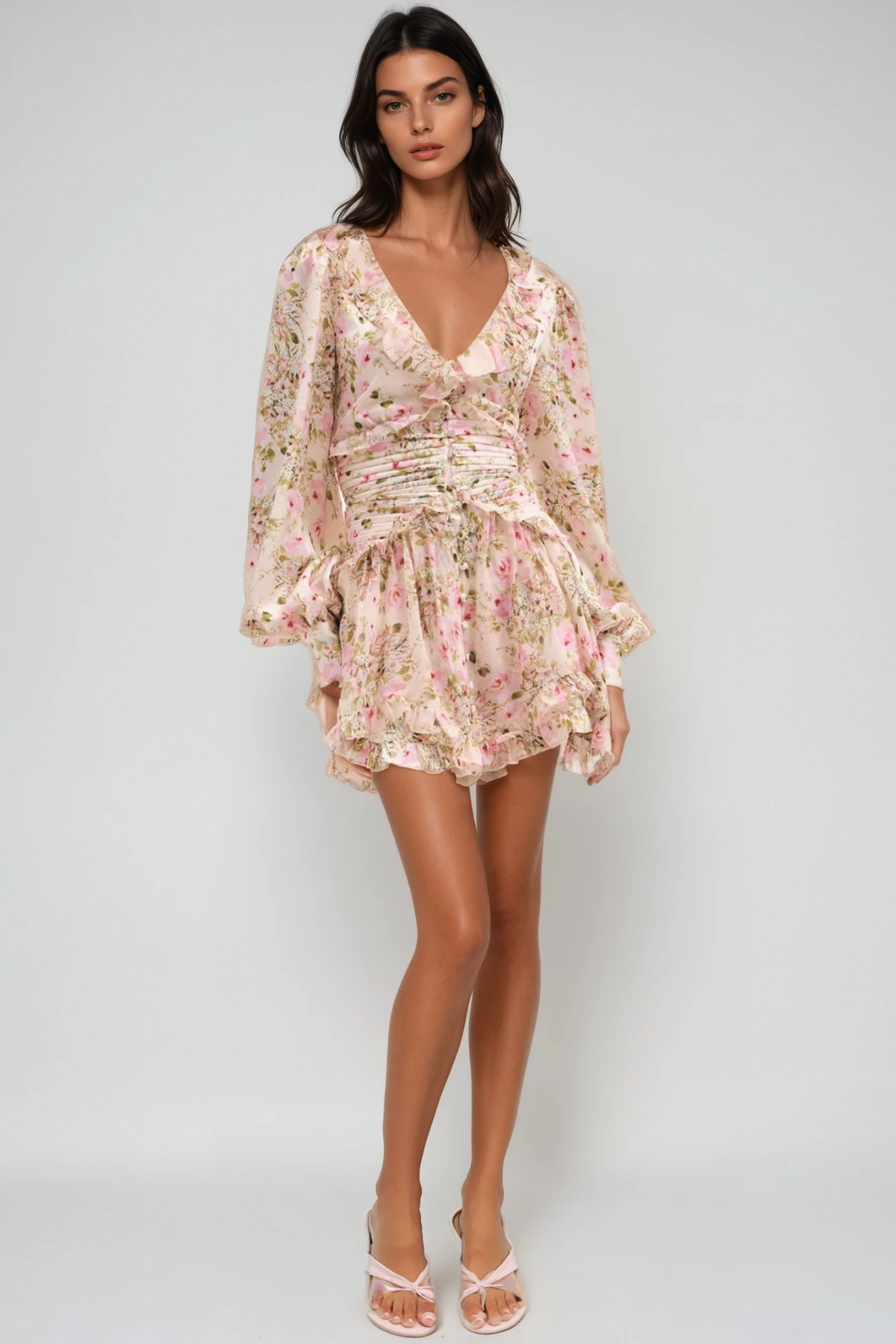 Dasha Floral Plunge Mini Dress