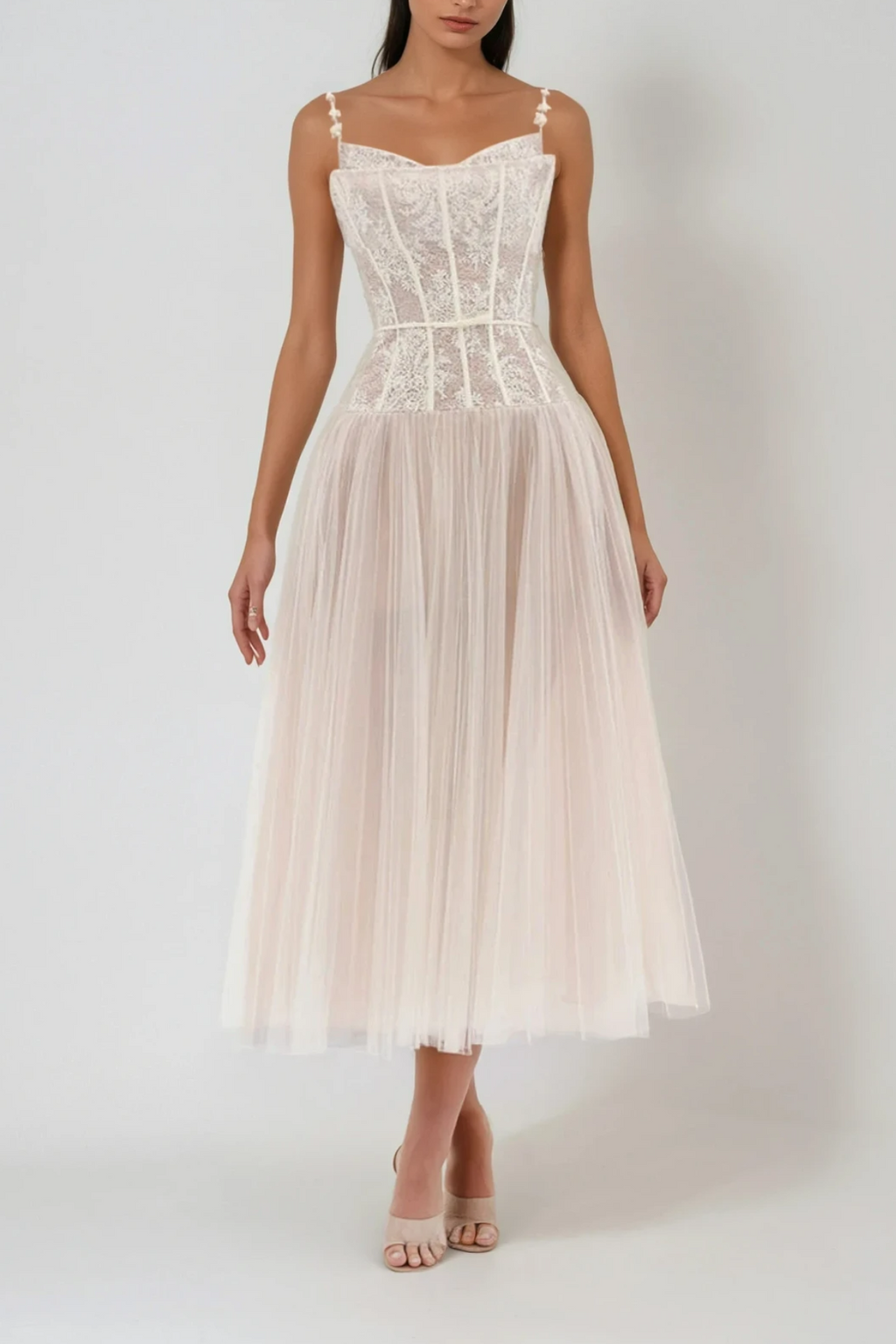 Dash Corset Mesh Ruch Maxi Dress