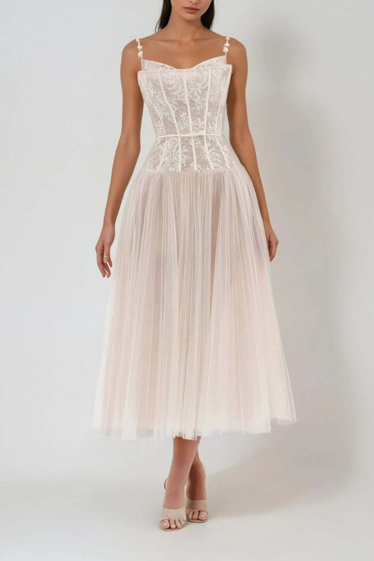 Dash Corset Mesh Ruch Maxi Dress