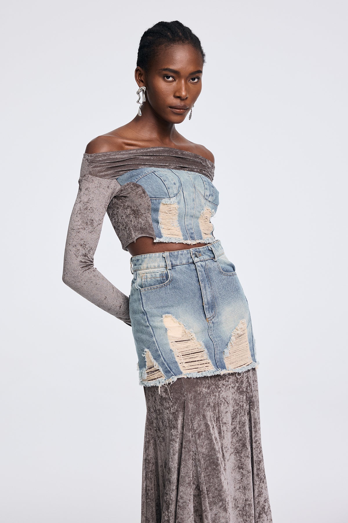 Abishag Mesh Off Shoulder Deconstruct Set