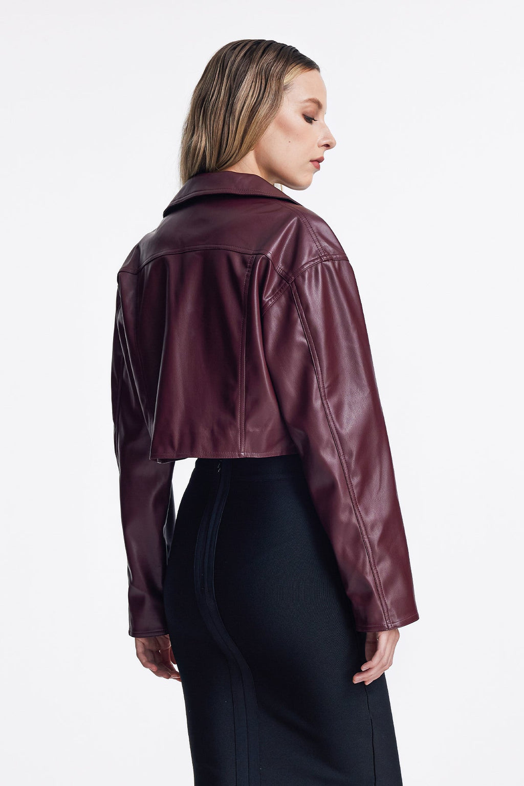 Acelin Pocket Lapel Leather Jacket