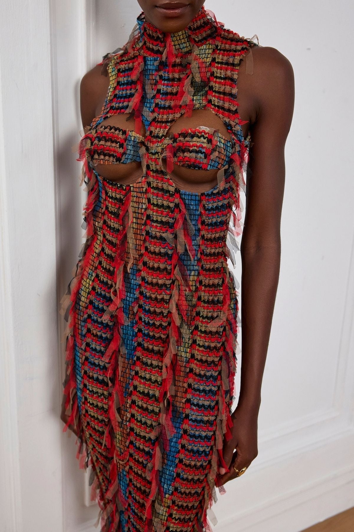 Adhara Fringe Cutout Backless Midi Dress