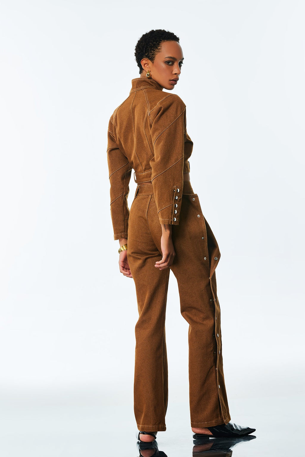 Adia Lace Up Buckle Denim Pants Set