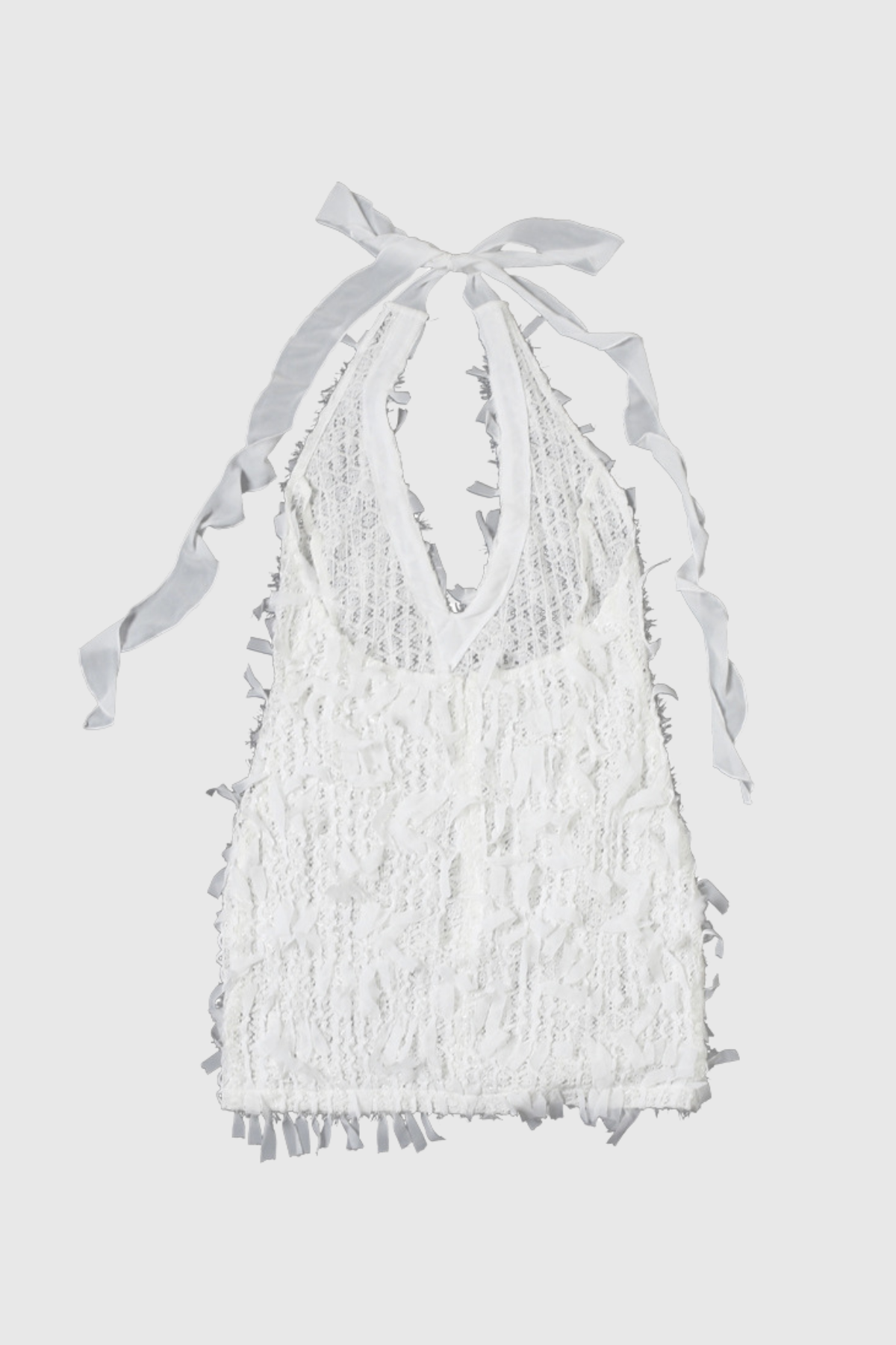 Agapio Halter Neck Fringe Backless Mini Dress