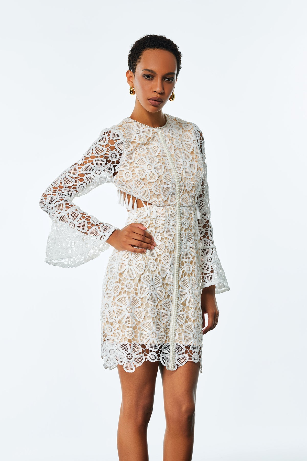 Agnes Cutout Embroidered Flower Mini Dress