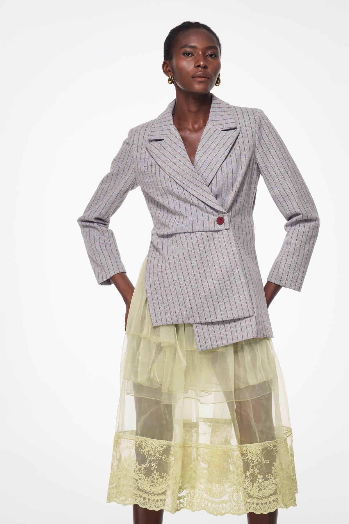 Agost Stripe Asymmetric Blazer