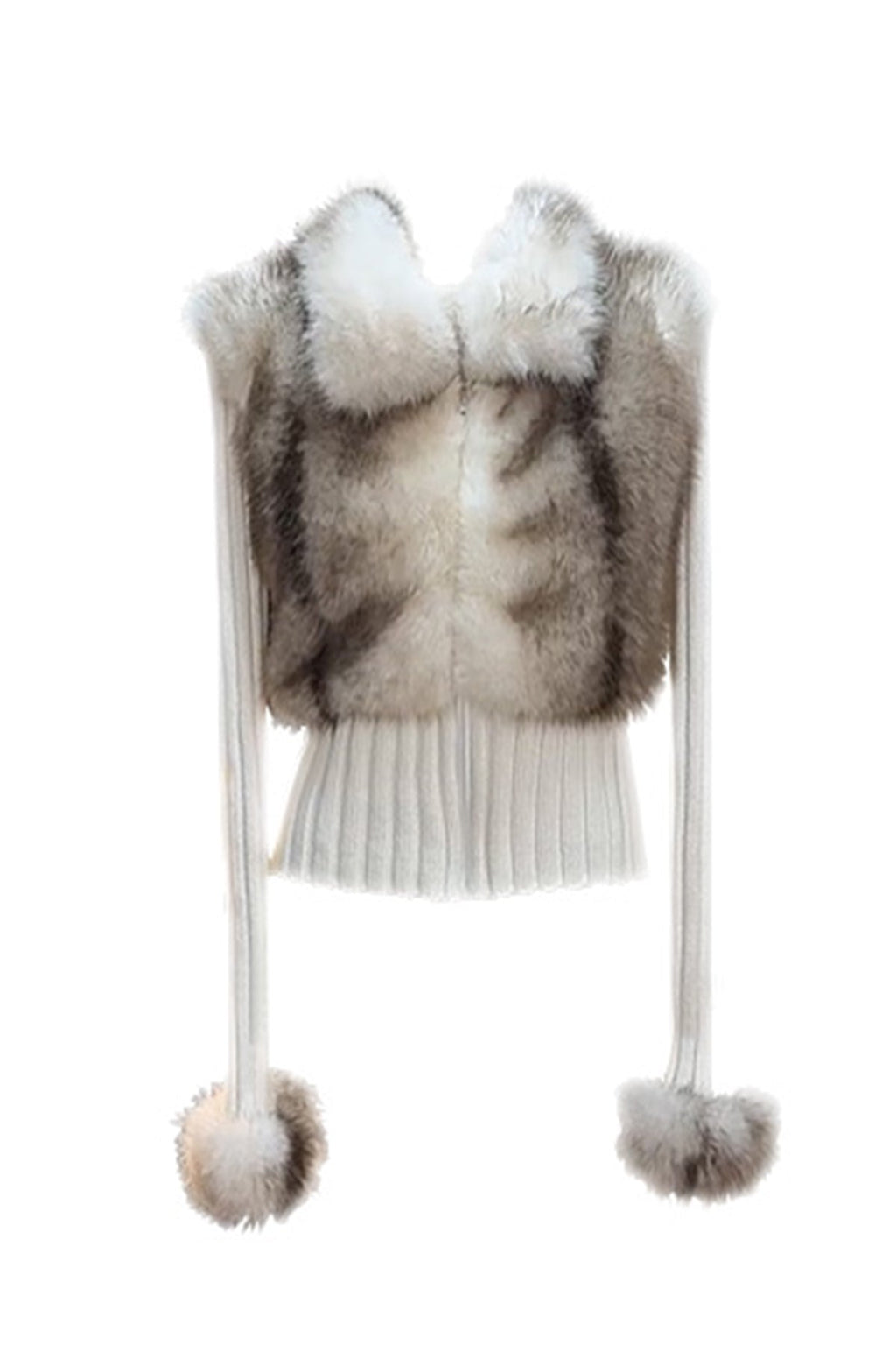 Agrafena Faux Fur Knit Top In White