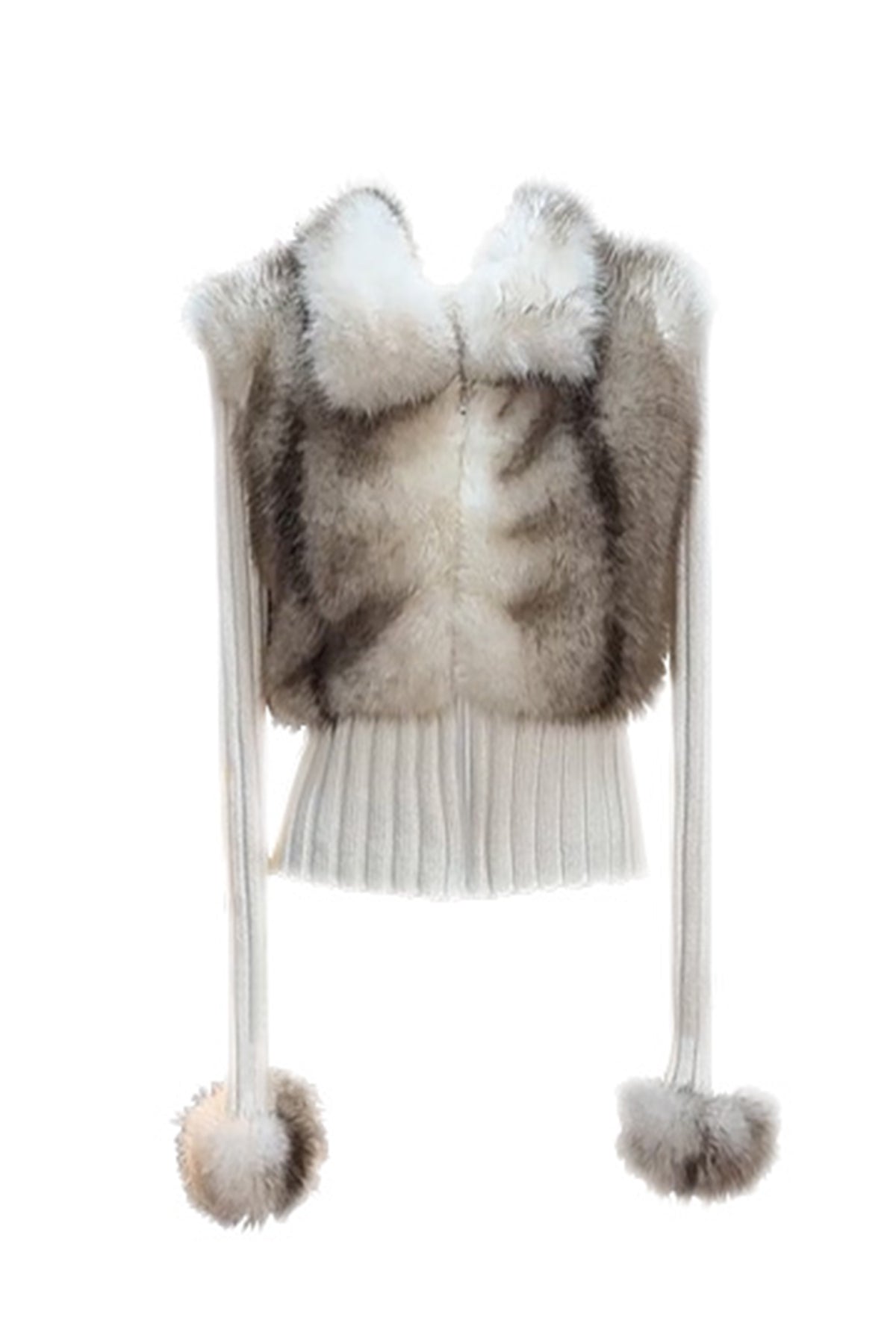 Agrafena Faux Fur Knit Top In White