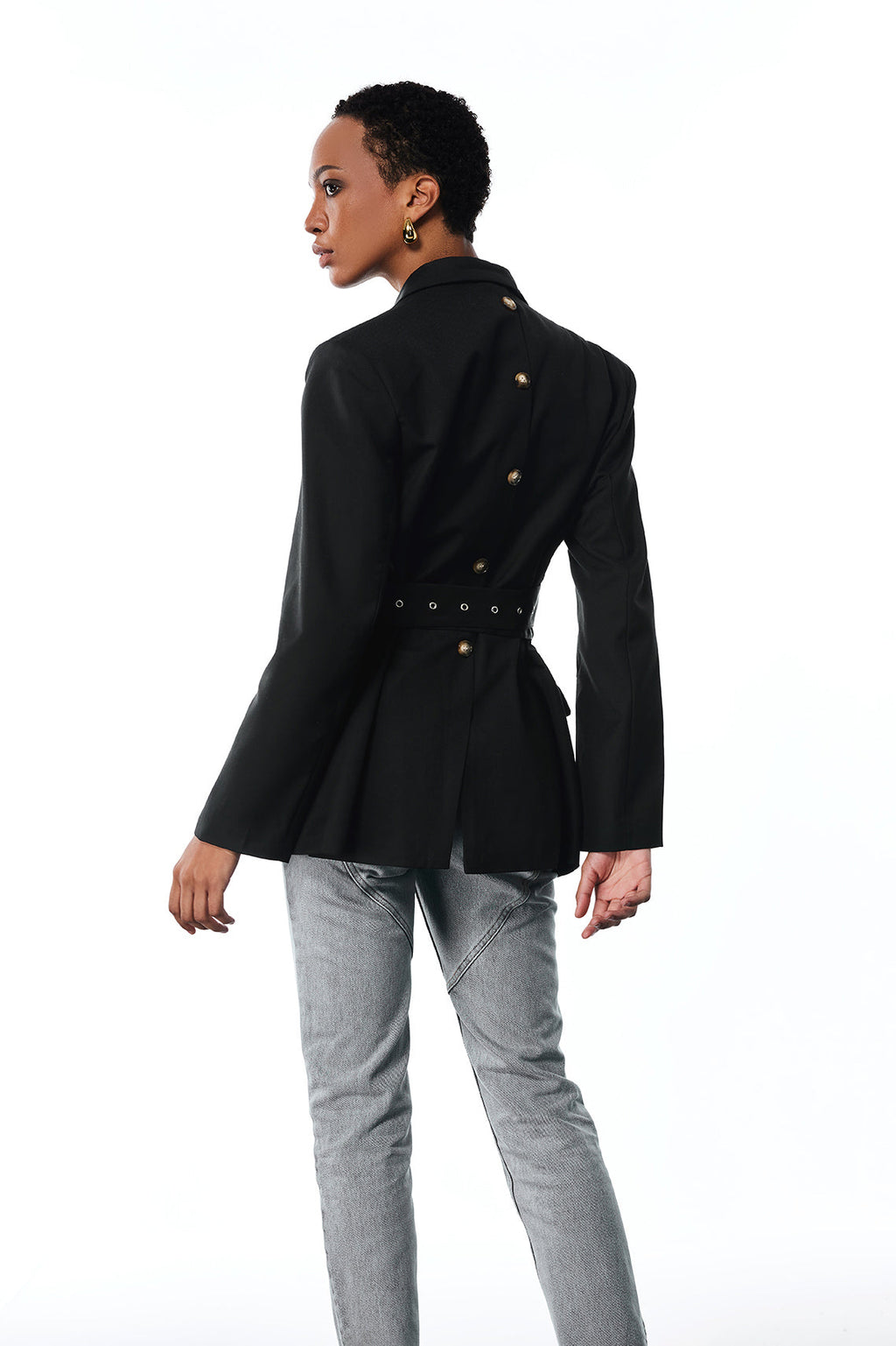 Aibhne Buckle Lapel Blazer In Black