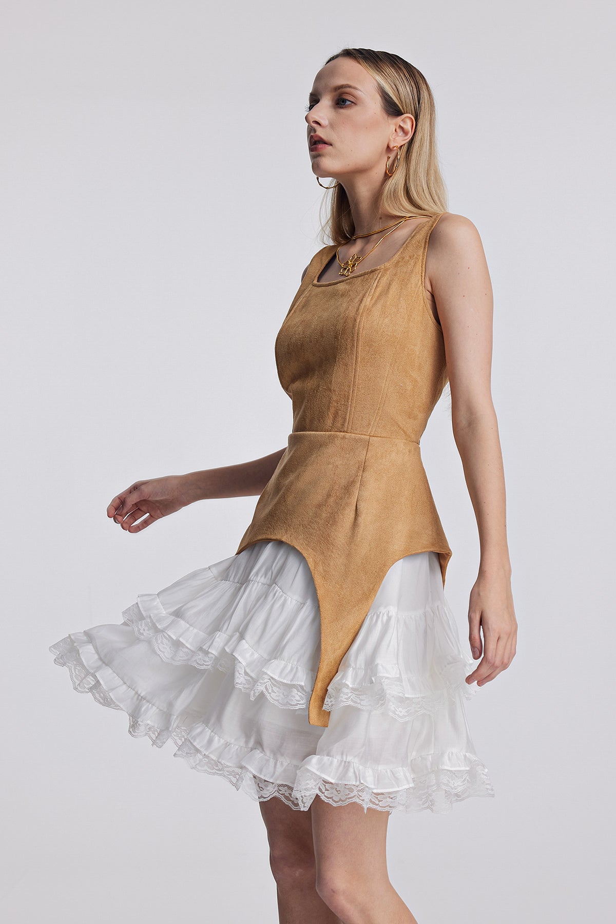 Ailis Ruffle Lace Sleeveless Mini Dress