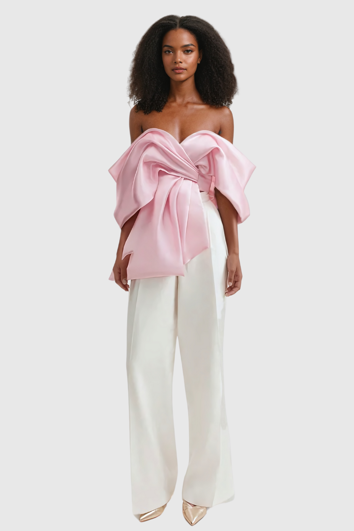 Ainslie Bow Cross Off Shoulder Satin Top