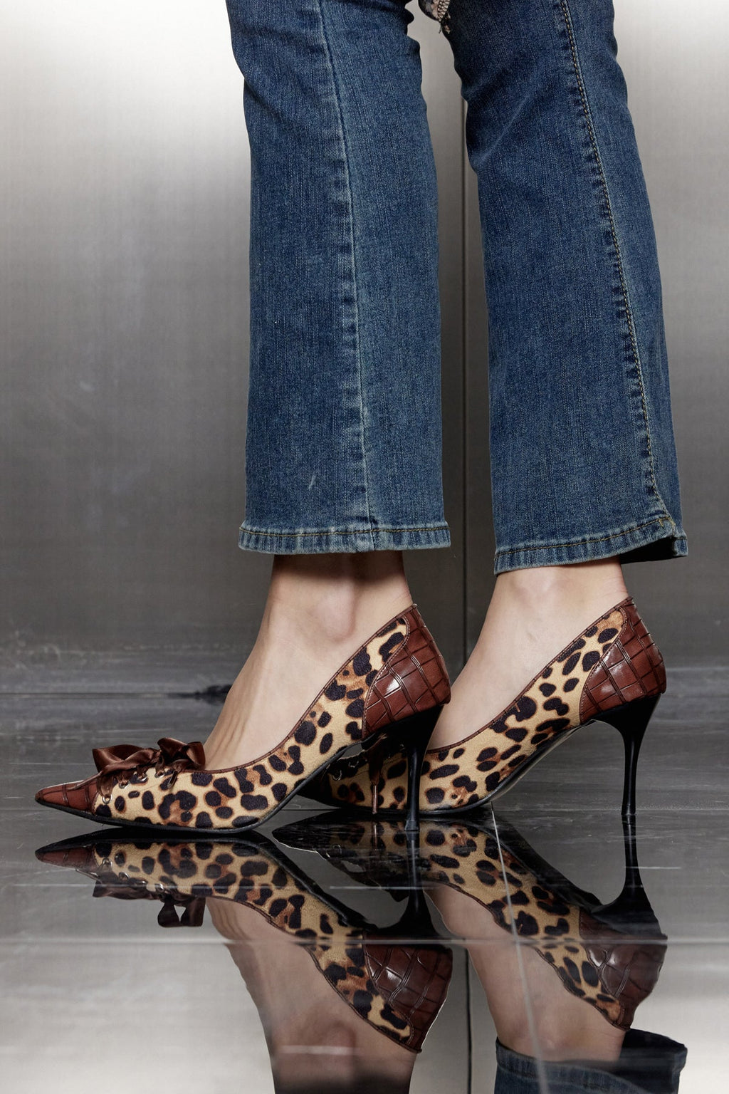 Akikta Leopard Lace Up High Heels