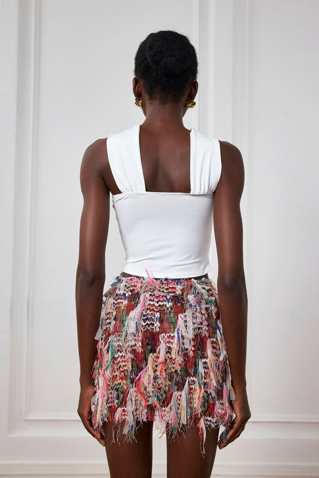 Alianna Fringe Stripe Mini Skirt