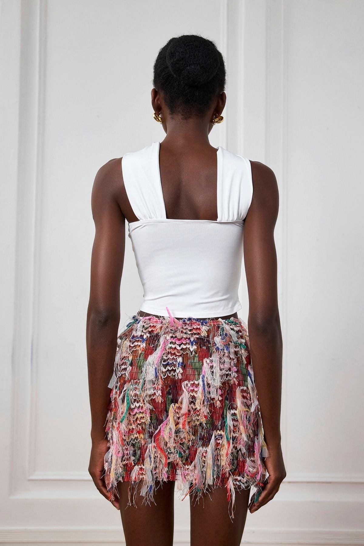 Alianna Fringe Stripe Mini Skirt