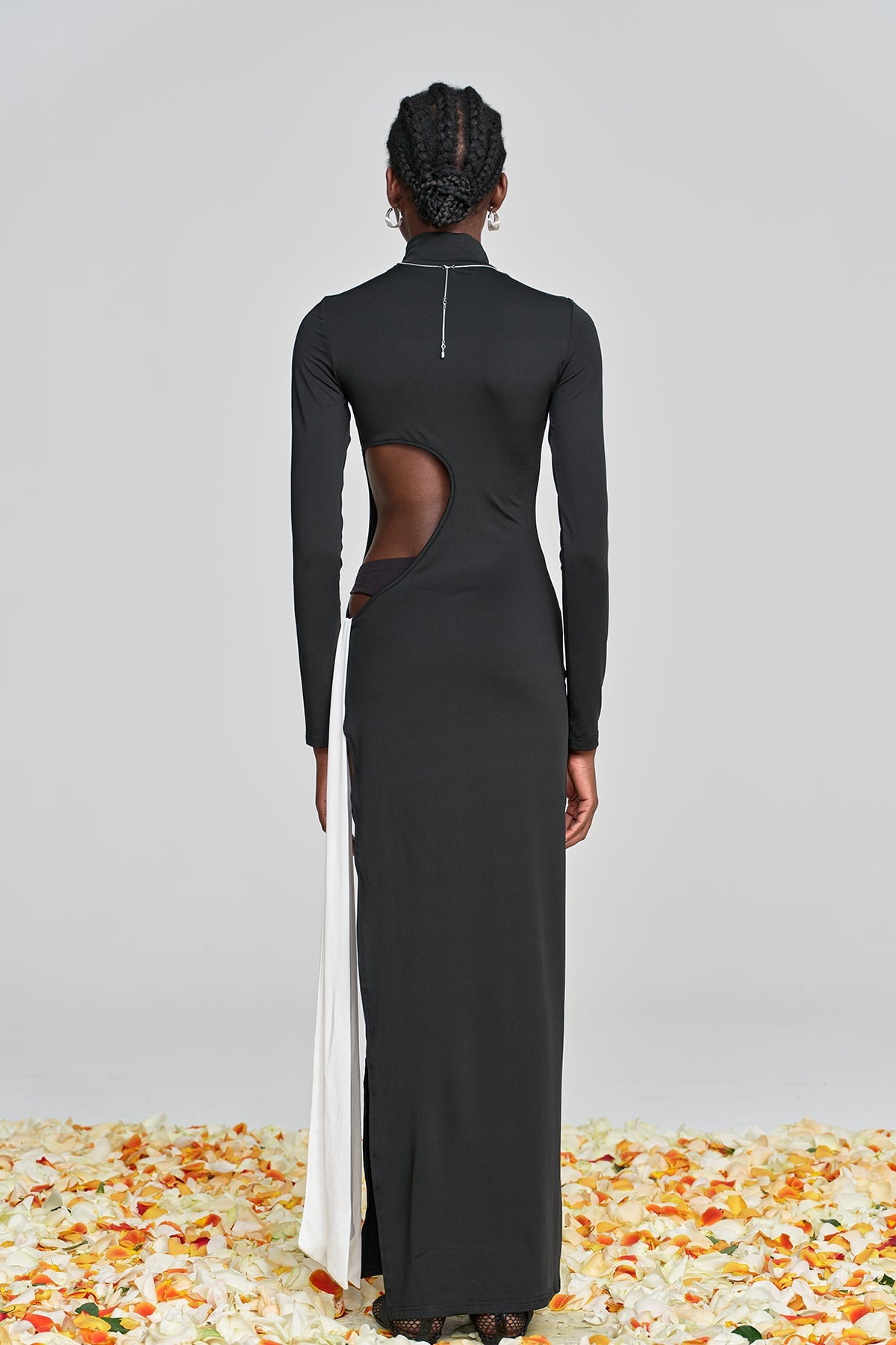 Alinka Cutout Lace Up High Split Maxi Dress